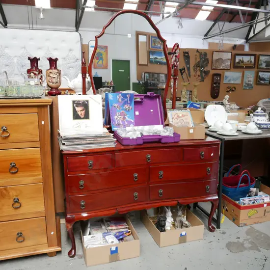 cab mahogany 7 drawer mirror back dresser H-1680 W-1120 D-440