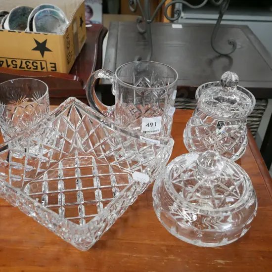 cut crystal beer glass, bowls etc