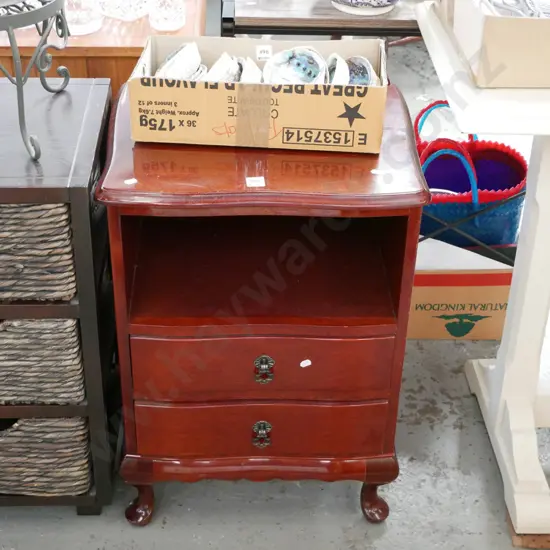 mahogany 2 drawer bedside cabinet