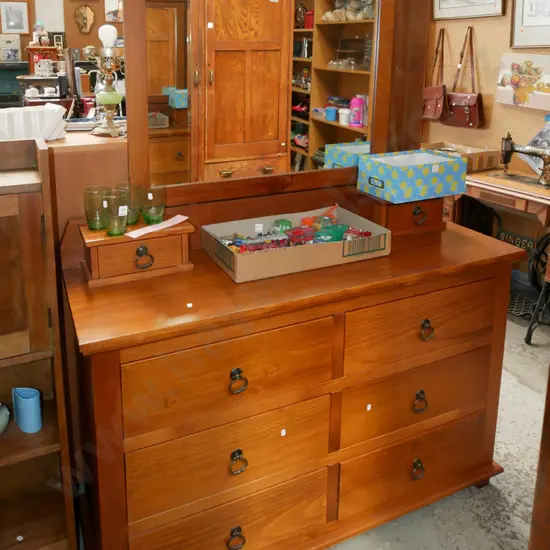 Fern Grove Collection 8 drawer mirror back dresser H-1780 W-1300 D-445