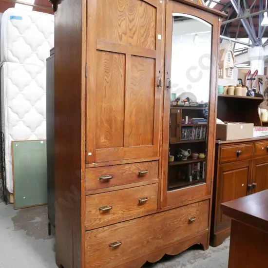 Edwardian wardrobe with 3 drawers, 2 doors, bevellede edge mirror H-1810 W-1180 D-475