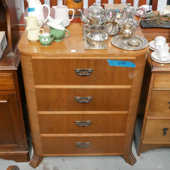 deco 4 drawer tallboy - original handles have been swapped out H-990 W-800 D-460