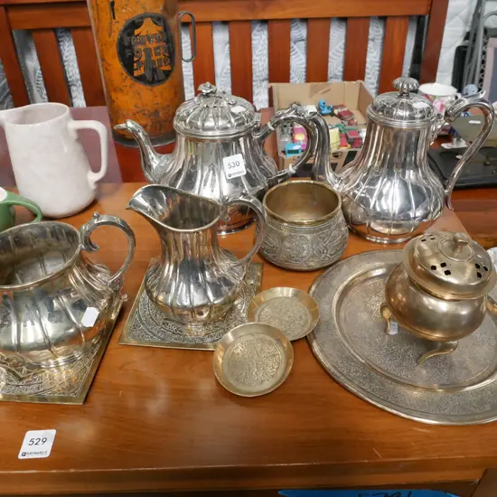 assorted plated and brass ware