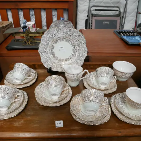 Colclough gold floral tea set