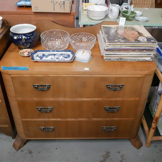 deco 3 drawer lowboy - was mirror back dresser, handles have been swapped out H-870 W-1000 D-450