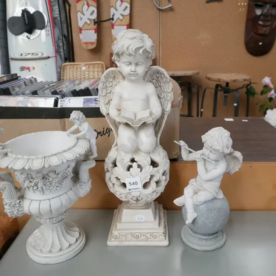 cherub figurines, ewer vase Tallest H-380