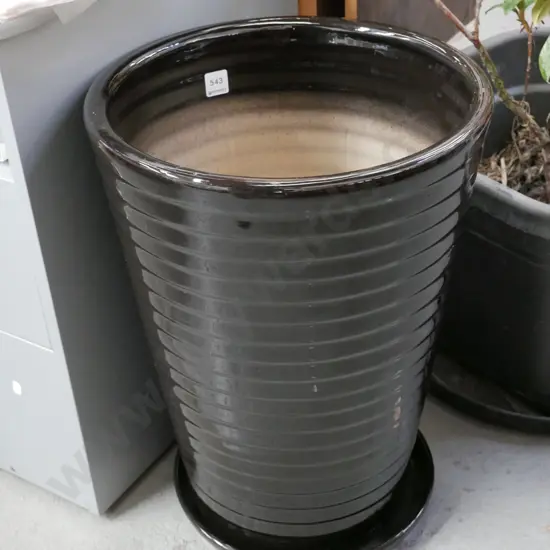 large black glazed garden planter H-510