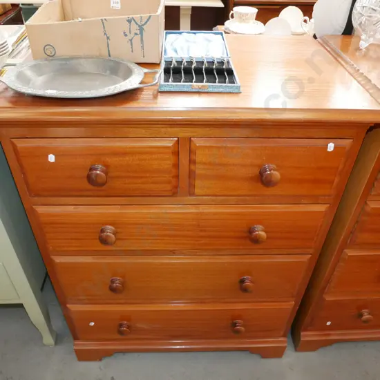 mahogany 5 drawer chest H-930 W-740 D-460