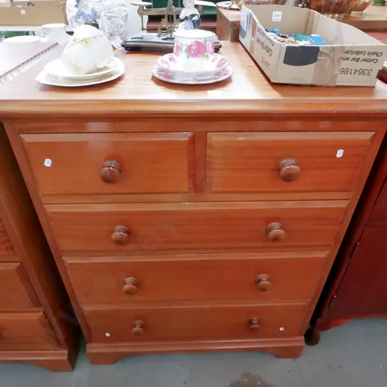 mahogany 5 drawer chest H-930 W-740 D-460