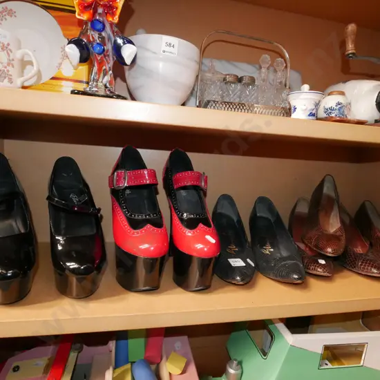 shelf of assorted ladies shoes