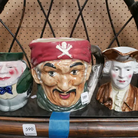 3x toby jugs - 1 has chip 