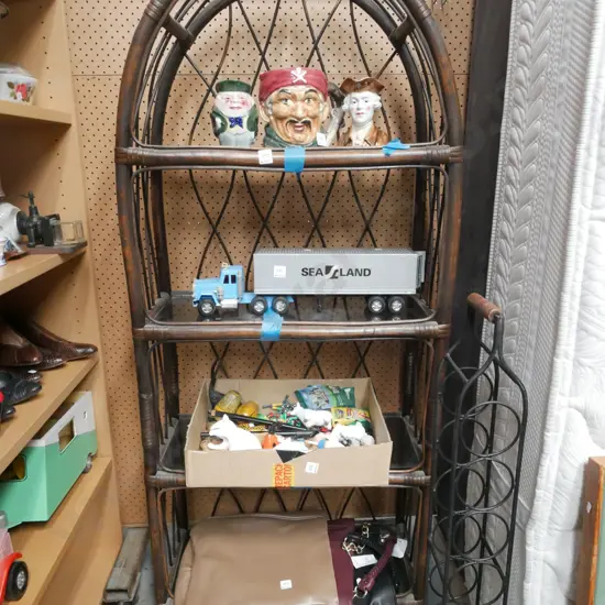 smoked glass and bamboo and cane bookcase H-1570 W-670