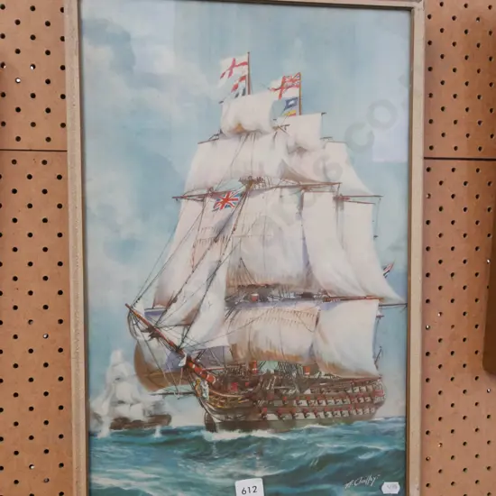 framed print - sailing ship - foxing