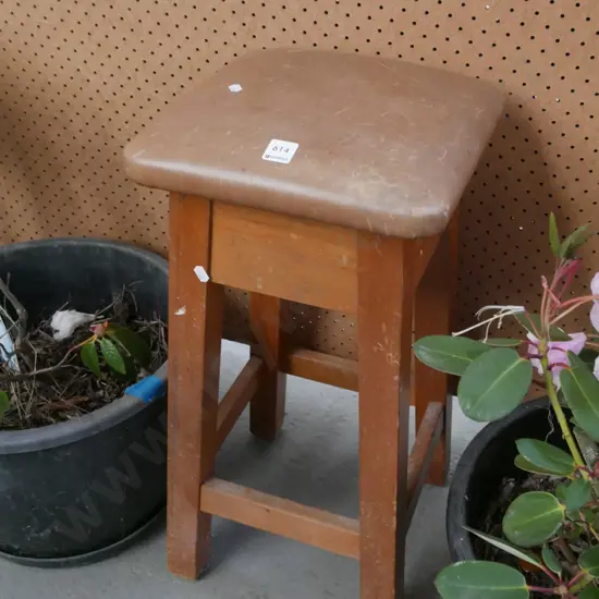 leather top rimu stool