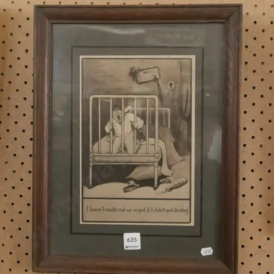 framed print - drunk man in bed