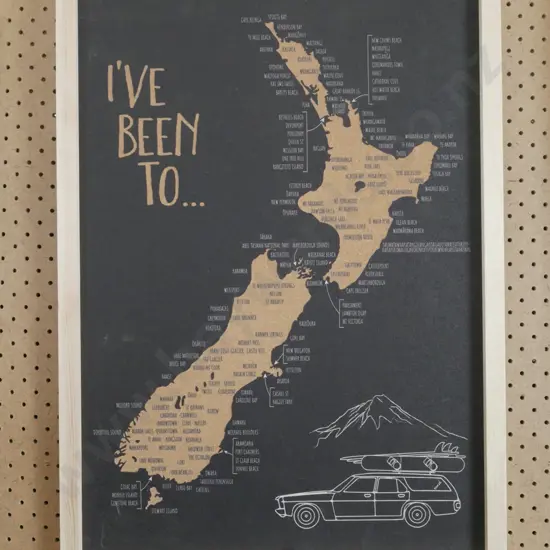 framed NZ place names print