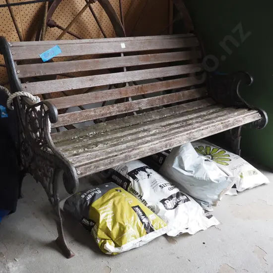 Victorian cast iron ended garden bench seat