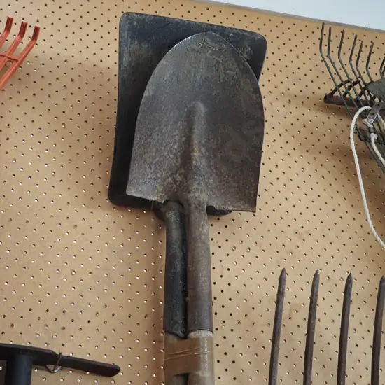 garden tools; wide mouth shovel, one other shovel