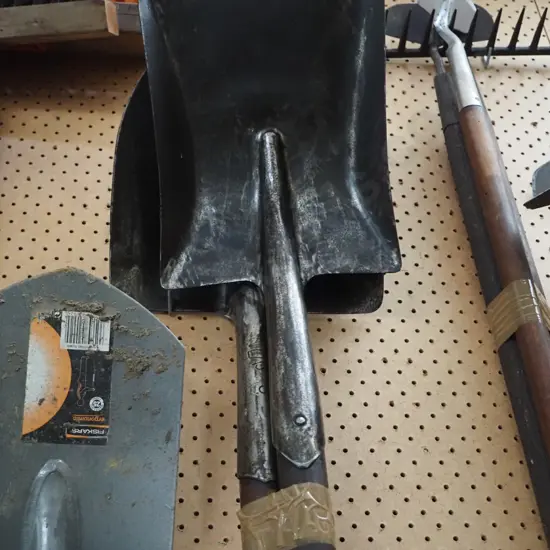 wide mouth shovel, one other shovel