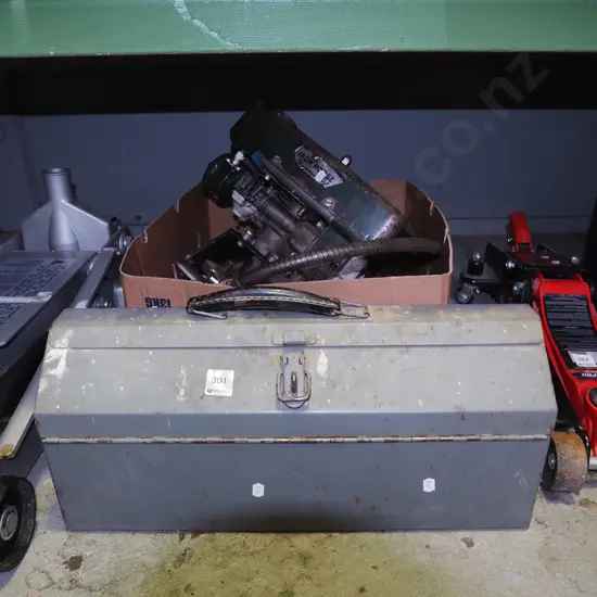 2 stroke Iron Force shearing motor and tool chest with shearing accessories