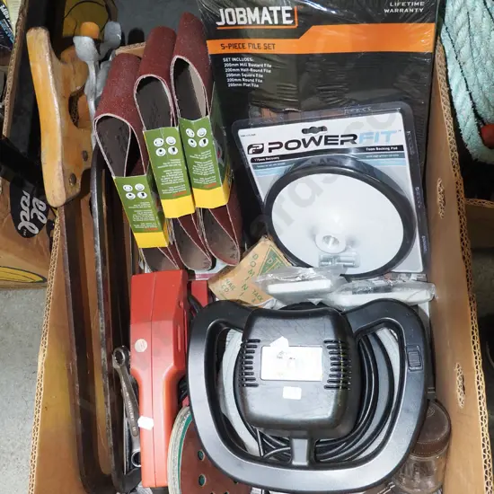 box; car polisher, bone saws, file set etc