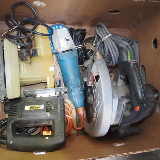 box; sander, jigsaw, skilsaw etc