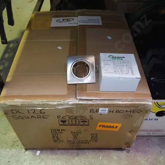 box; brushed silver square down light covers