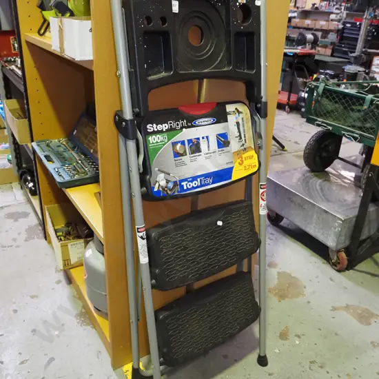 Steprite ladder with tool tray