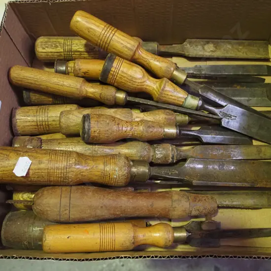 box of vintage chisels