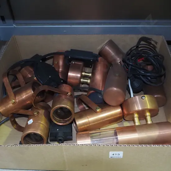 box of brass garden light fittings