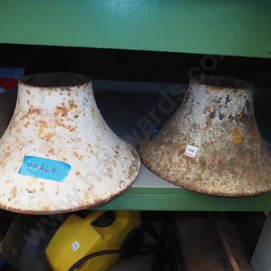 pair of cast metal circular fluted industrial rollers