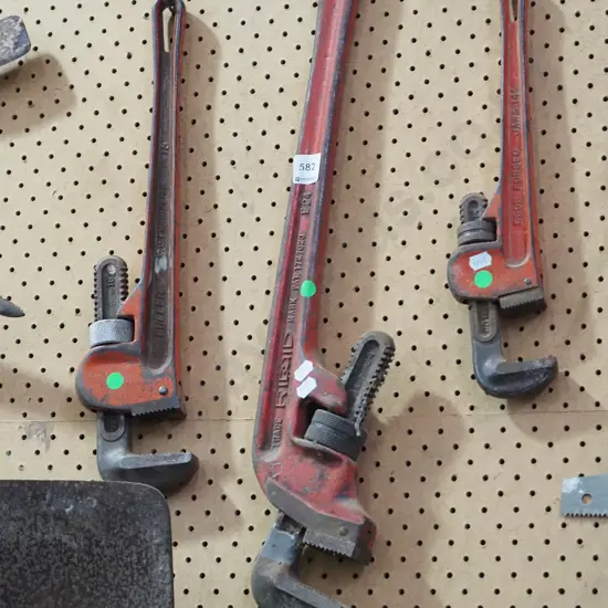 3x plumber's stilsons - green dots