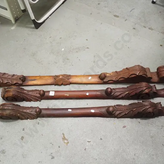 3x mahogany pilasters of a Scotch chest - 2 matching, 1 mismatched