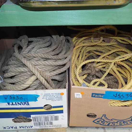 2x boxes of old rope - orange dots