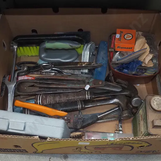 box; wire strippers, tin snips etc