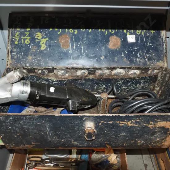 metal tool box, Sunbeam Shear Master electric clippers