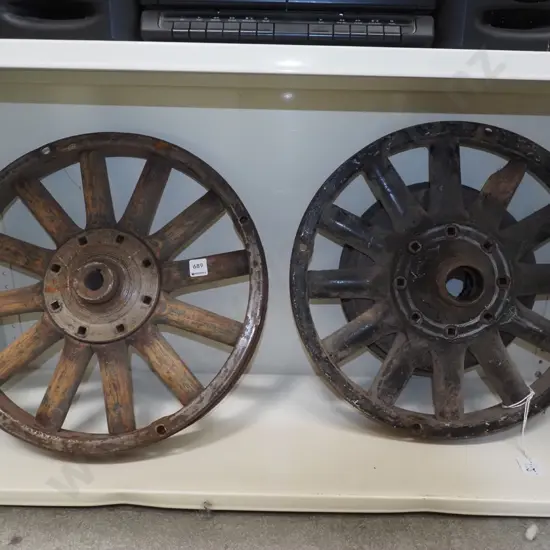 2x vintage spoked agricultural wheels Diam-470