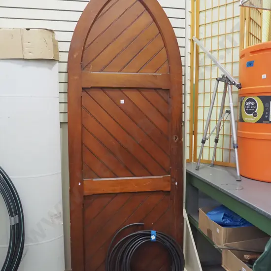 large solid rimu arched church door H-2470 W-880