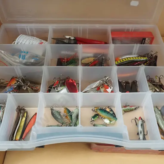 plastic organiser of fishing lures