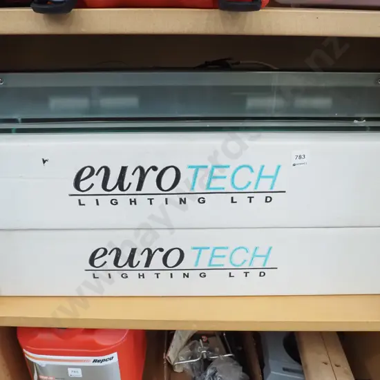 2x boxes of Eurotech glass and chrome pendant light fittings