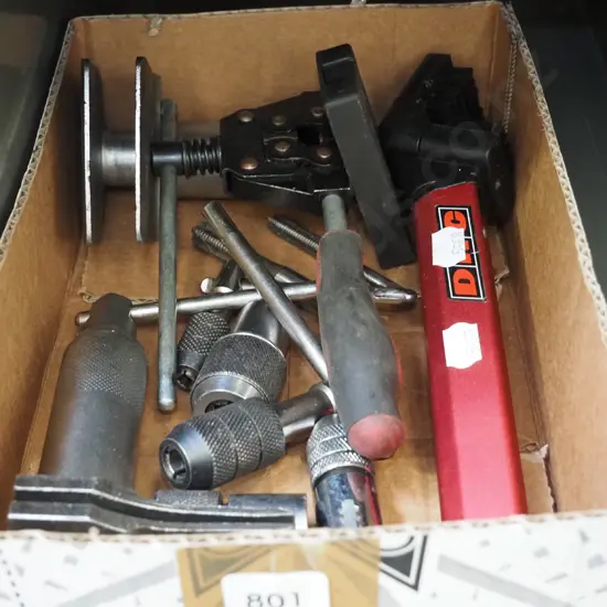 box; tap wrenches, clamps, right angle scrub brush