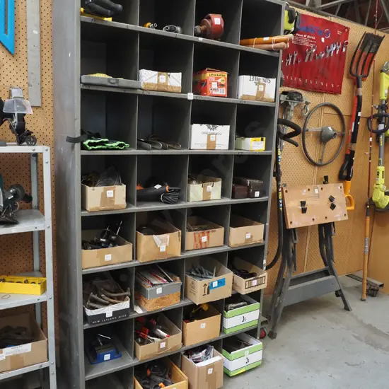 set of metal pigeon hole shelving H-1835 W-960 D-390