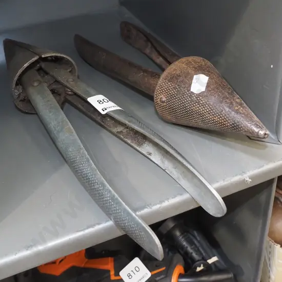 pair of vintage plumbers lead pipe pliers