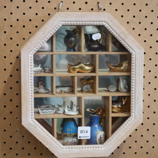 wall mounted mirror back display box and contents
