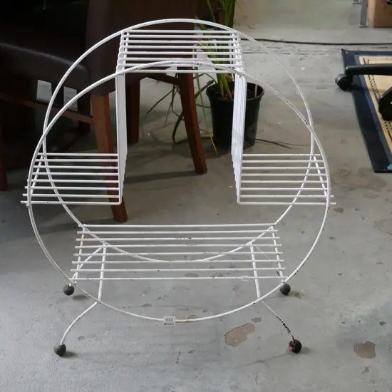 retro bent metal circular jardiniere stand