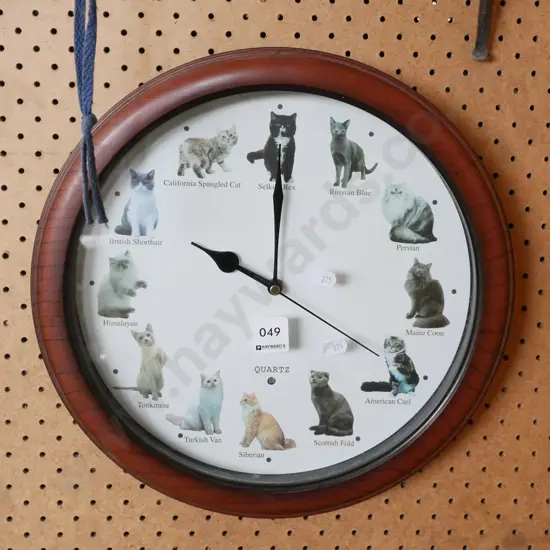 cat themed wall clock