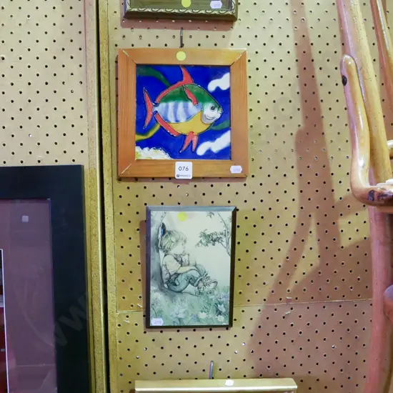 framed print on silk, wall tile, print on board, cast copper nativity scene - yellow dots