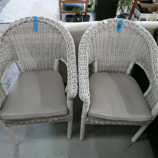 2x woven cane patio chairs
