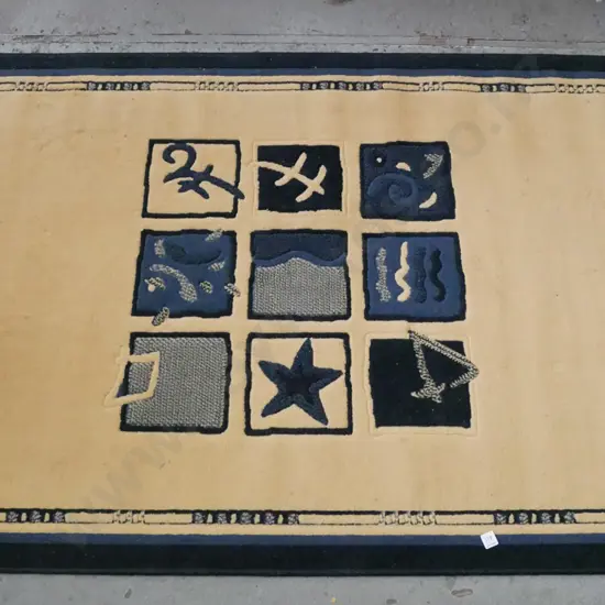 polyester blue and yellow floor mat