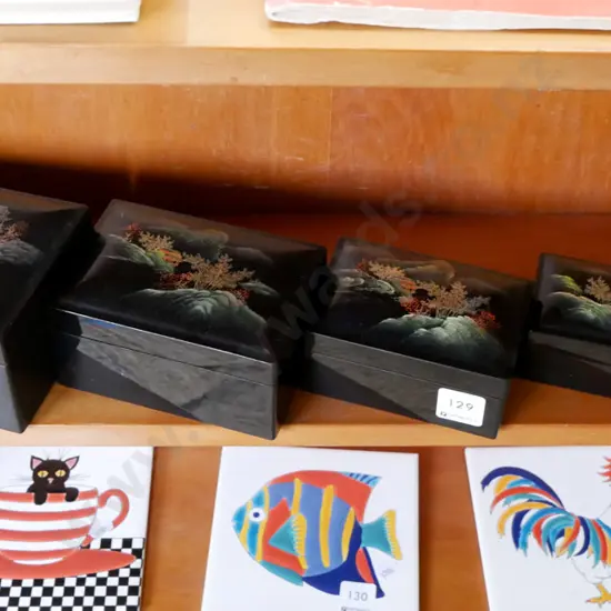 5x Asian lacquer jewel trinket boxes